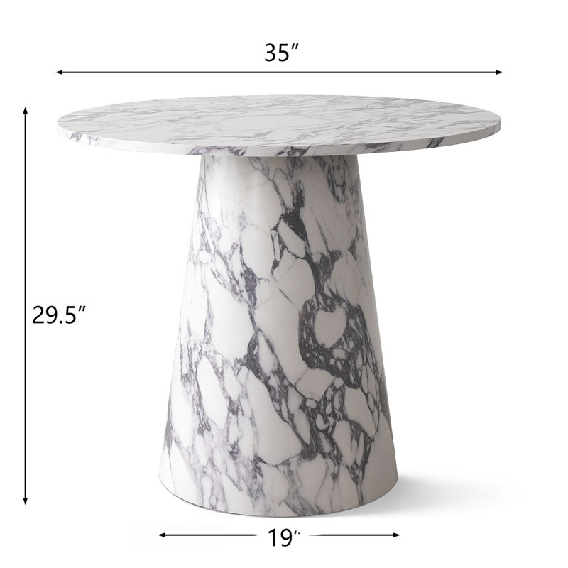 Cosmin 35" W Faux Marble Manufactured Wood Pedestal Dining Table