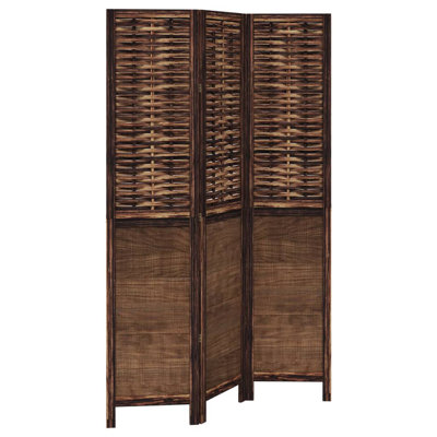 Room Divider 3 Panels Dark Brown Solid Wood Paulownia by Winston Porter
