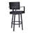 26" Vintage Black On Black Faux Leather Rectangular Swivel Barstool