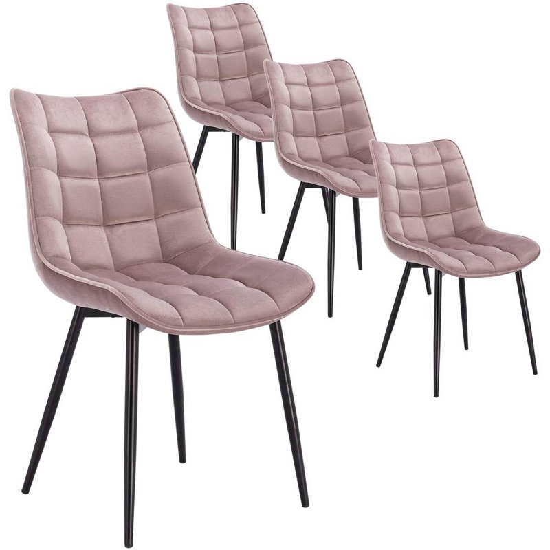 Chattooga 46.5cm H Velvet Upholstered Side Chair, 4, Pink