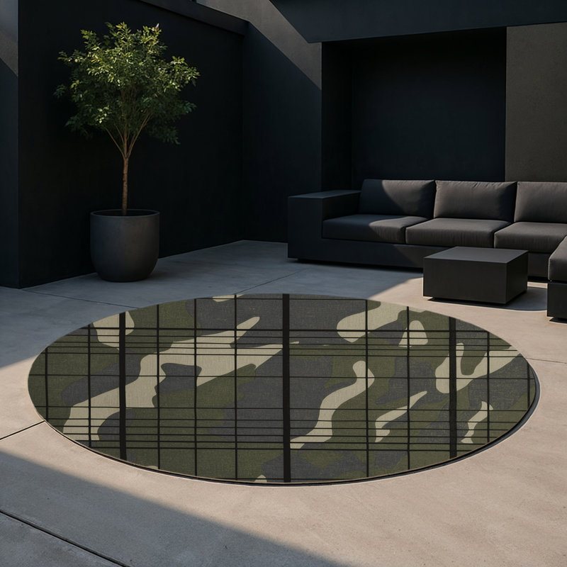 Boundary Warp Indoor And Outdoor Area Rug, Round 5'