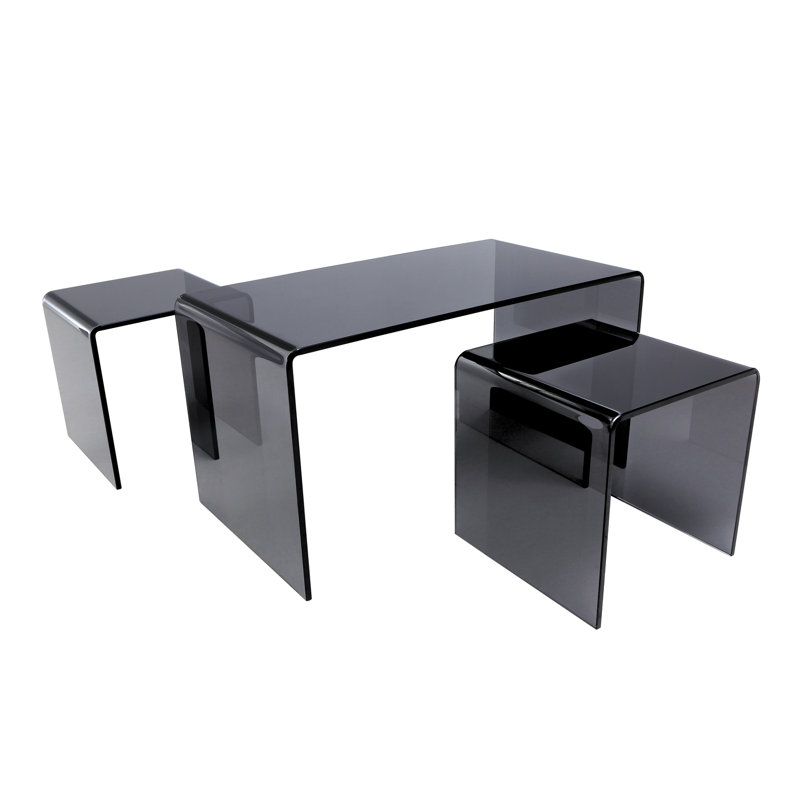 Vonda Glass Top Sled Nesting Tables