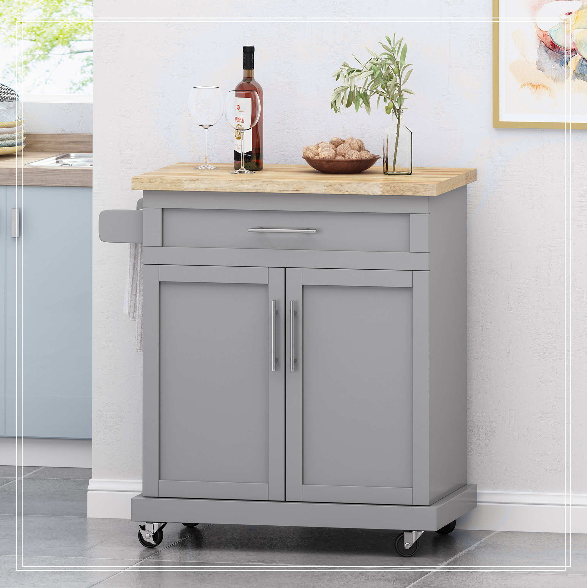 Lark Manor™ Kitchen Cart with Shelves and Drawers Expand storage ...
