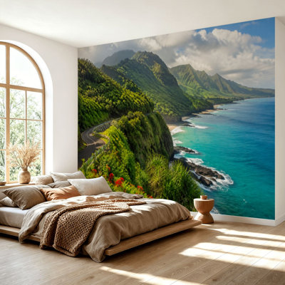 Wall Mural Peel and Stick Wallpaper road to hana maui hawaii Self-Adhesive Removable Contact Paper Wall Decor for Living Room Bedroom 69"H x 96"W