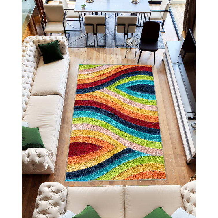 Tapis arc-en-ciel abstrait en polyester 5 pi 2 po x 7 pi 5 po Presto