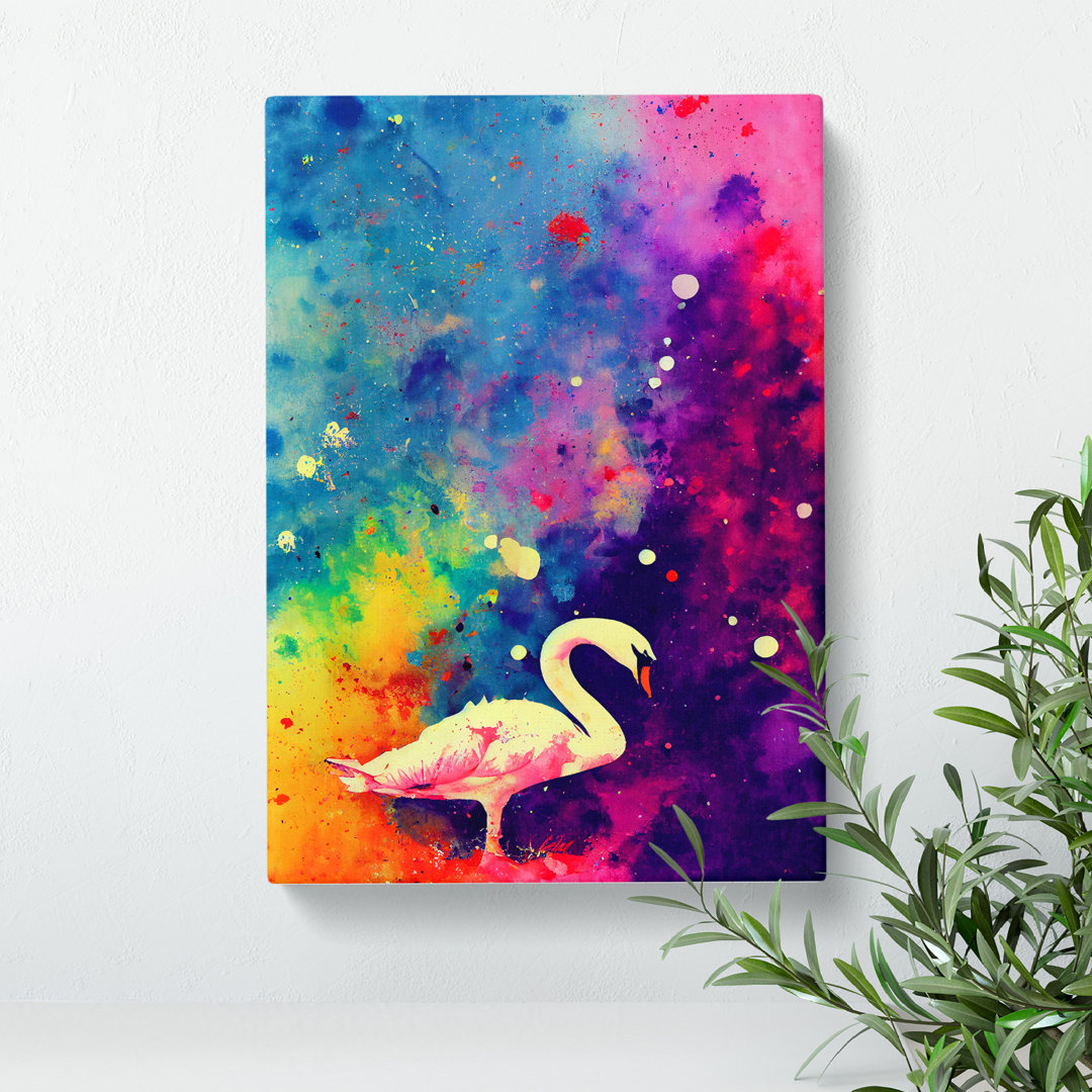 Swan Paint Splash No.1 Abstract - Wrapped Canvas