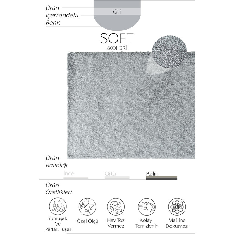 Soft Grey Soft Textured Rug