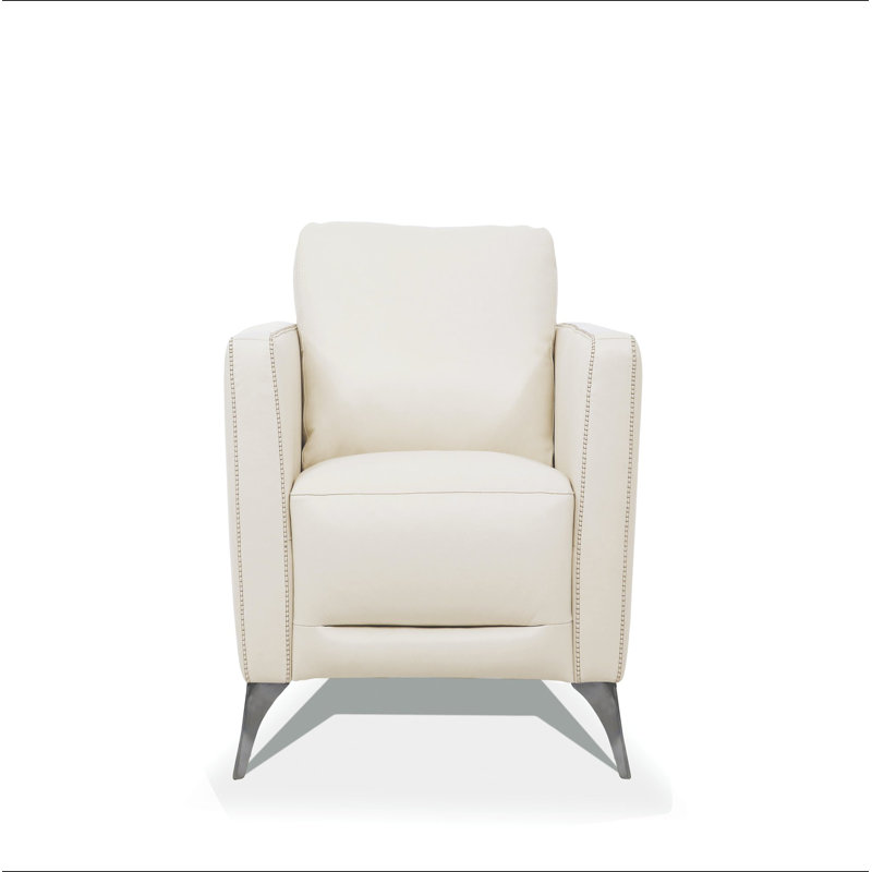 Fauteuil en cuir crème de Valence (assemblé), White Leather