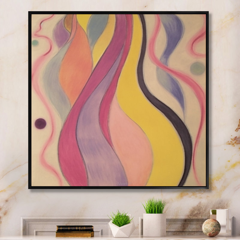 «Shadow Dance» jaune et rose, Illustration rétro I, reproduction d'art sur toile, H 30 po x l 30 po x P 1 po