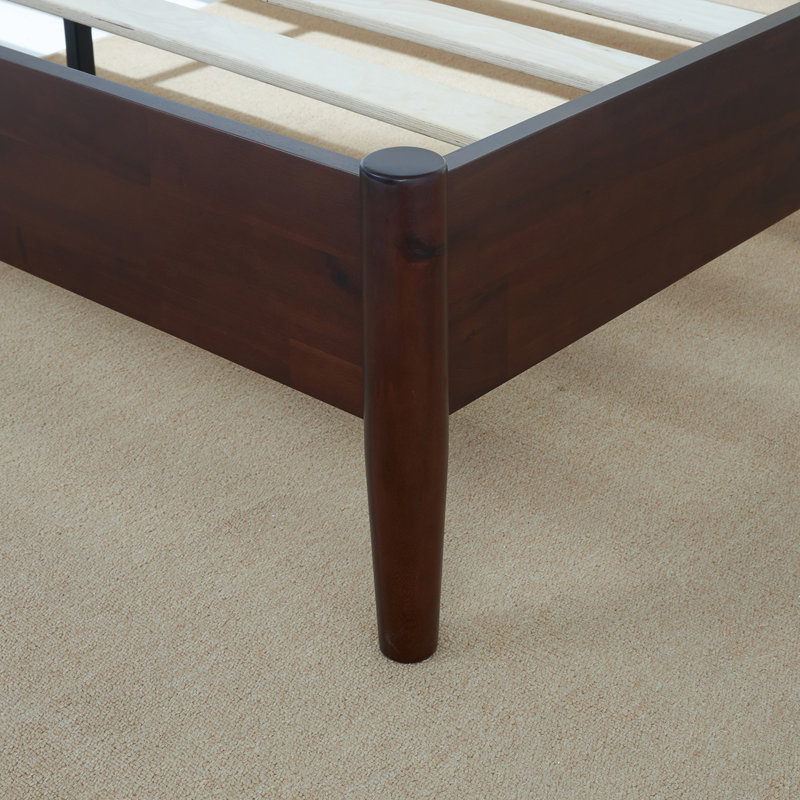 Oliver Solid Wood Platform Bed with Rattan Headboard, King, Walnut