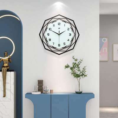 Grande horloge murale moderne pour le décor de la maison et du bureau, mouvement à quartz silencieux, cadre en métal durable, facile à installer, à piles