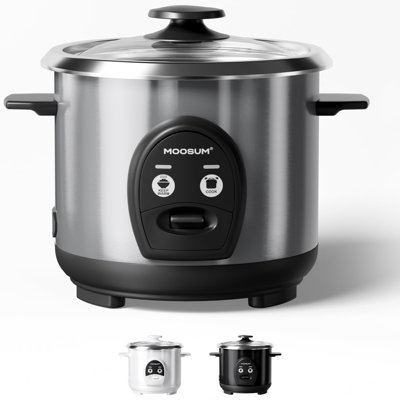 3-Cup Uncooked Rice Cooker Small, Stainless Steel Non-Toxic Inner Pot, One-Touch Multifunction for Rice/Sauté/Yogurt, Dishwasher Safe, 1-3 People Size, Silver