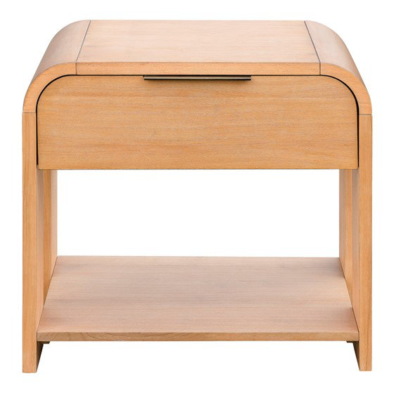 Hokku Designs Modern One Drawer Waterfall Nightstand - Natural