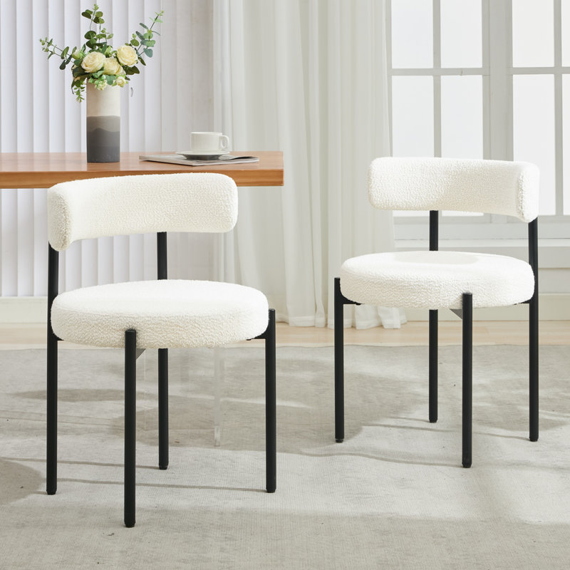 Chaise de salle à manger rembourrée Modern, 2, Blanc, crème, Noir, noir, noir, noir
