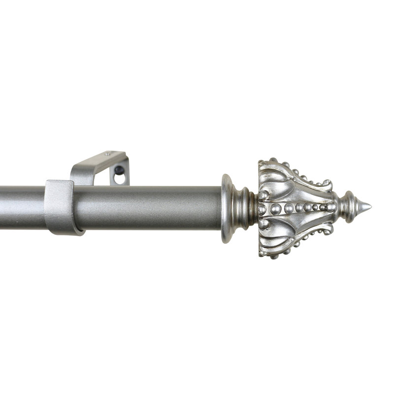 Tringle à rideaux simple réglable Parnell Regale, l 120 po x P 6,75 po, Étain