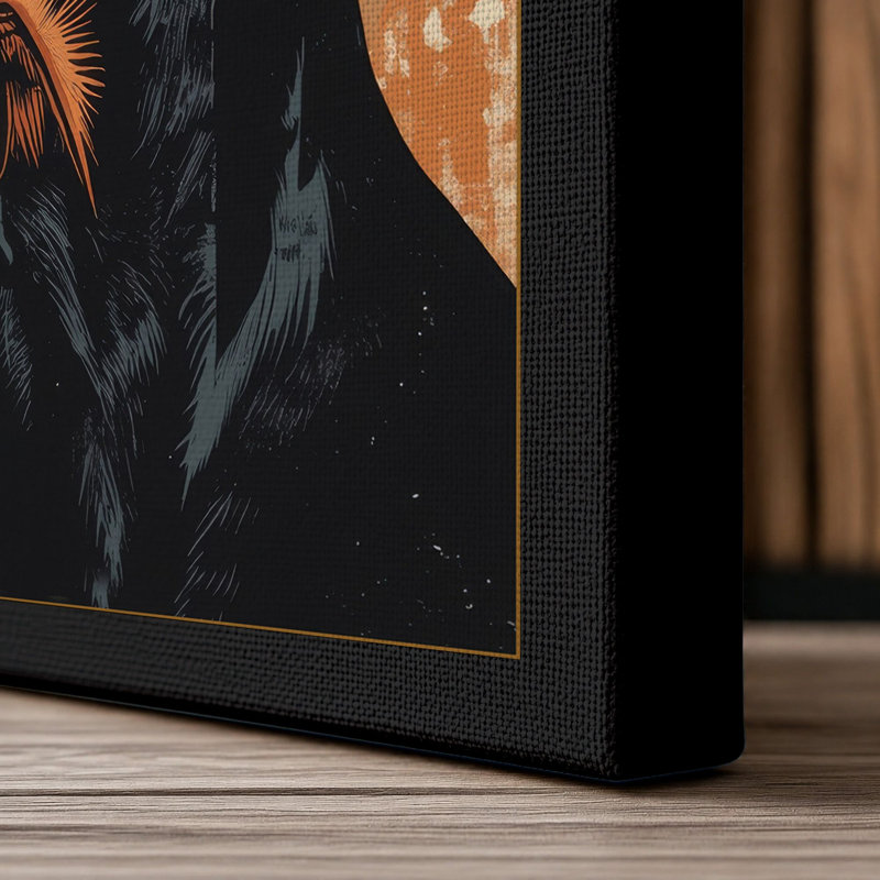 Folk Portrait with Blooms Boho - Wrapped Canvas, 24x16 - 61.0 x 40.6 cm, Black Border