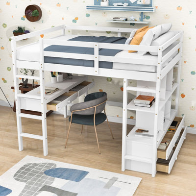 Lit mezzanine 6 tiroirs avec tablettes Frowine par Harriet Bee