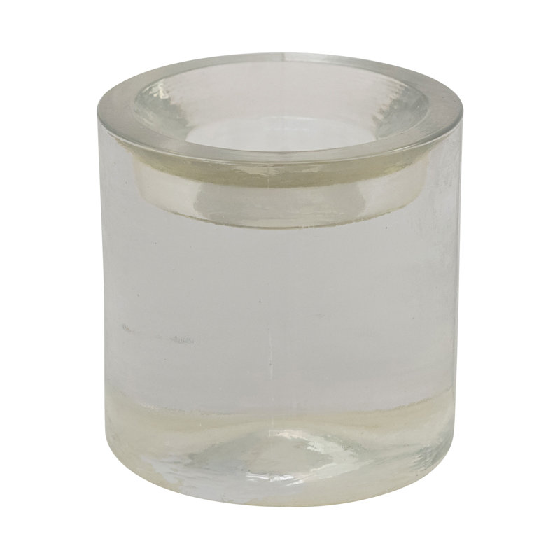 Grand bougeoir rond en verre pressé
