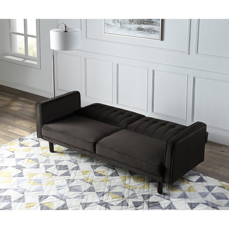 Lerae 79 " Velvet Sleeper Sofa Reclining, Dark Brown Velvet