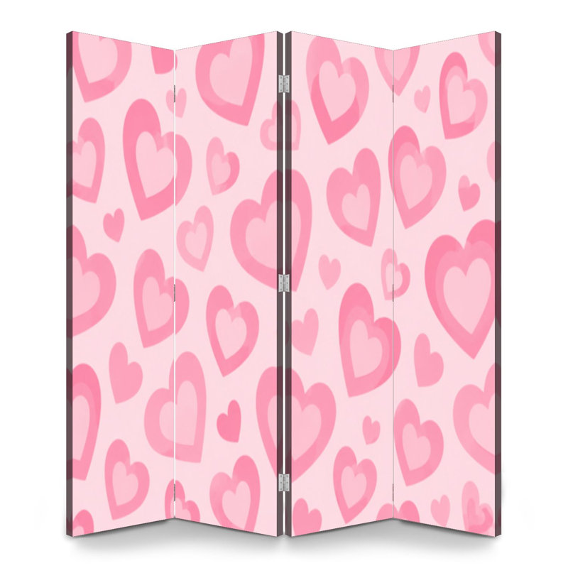 Cloison pliante 4 panneaux séparateur mural rose et rouge pastel en toile rose pastel, 4, H 71 po x l 64 po x P 1 po