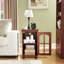Ensemble de 2 commodes à 6 tiroirs et tables de chevet, mobilier de chambre en bois de style champêtre avec station de recharge et design à colonnes romaines pour chambre, salon et couloir.-699476221