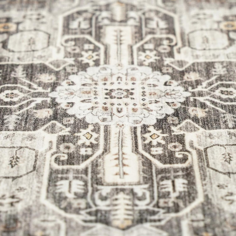 Washable Area Rugs - Large Rugs for Living Room Stain Resistant Carpet Vintage Rugs for Bedroom with Non Slip Backing Home Decor Floor Decoration Mat ( Grey)