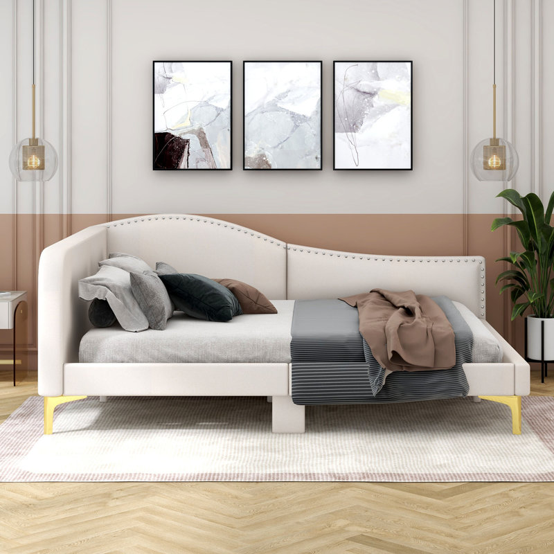 Full Upholstered Daybed, Beige