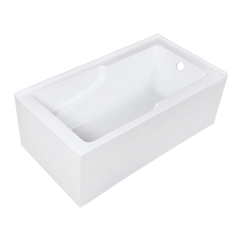 Kingston Brass Aqua Eden 60-Inch Acrylic Rectangular 2-Wall Corner Alcove Tub with Corner Apron, Hand Drain Hole, Right