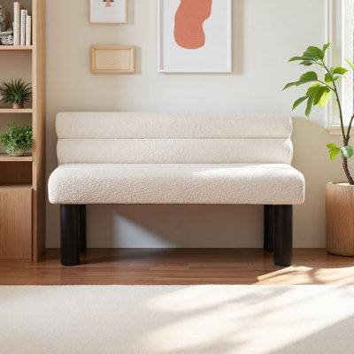 Banc de salle à manger rembourré, bout de lit, banc d'entrée, repose-pieds pour la salle à manger, chambre à coucher, salon, pieds en bois d'hévéa