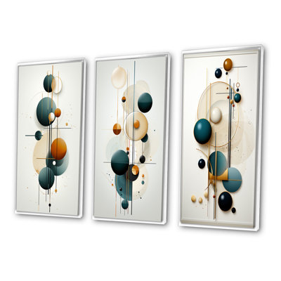 " Sweet Serenity Circular Minimal Geometry " 3 - Pieces on Canvas