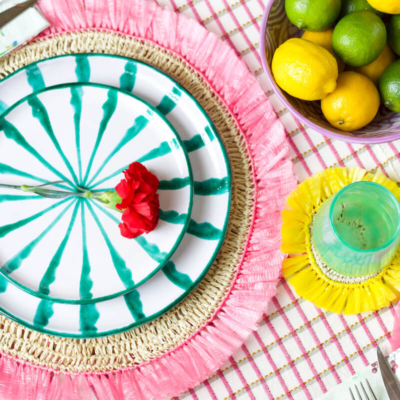 Woven Rattan Coasters, Pink