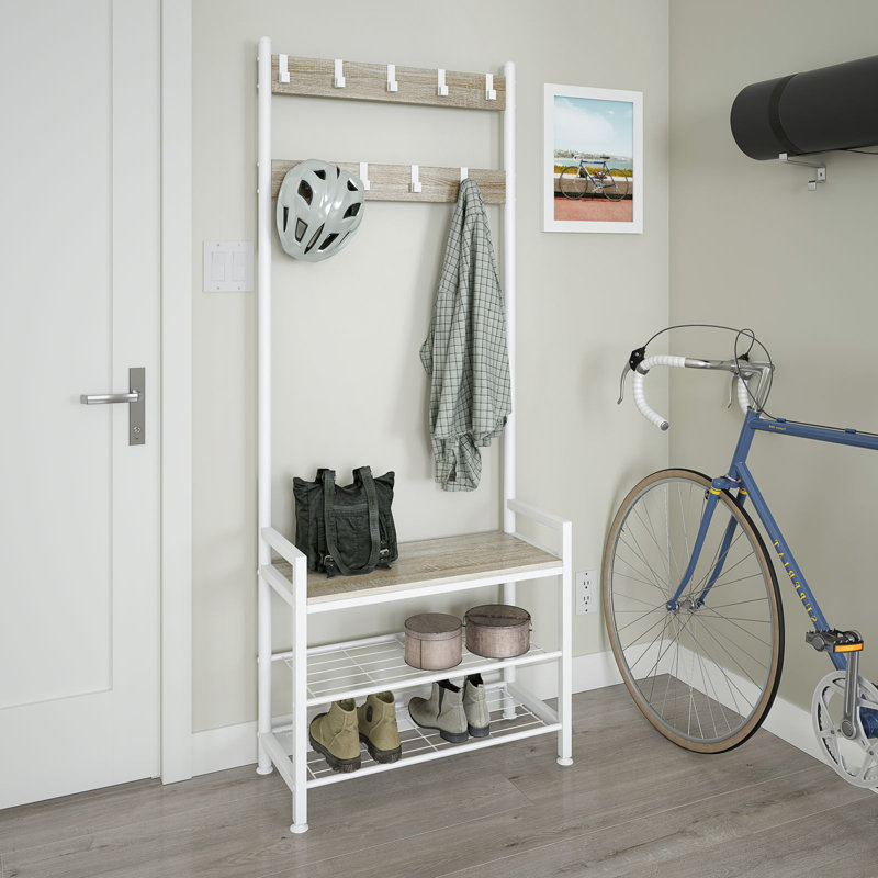 Hadfield Hall Tree with Bench and Shoe Storage, White Oak