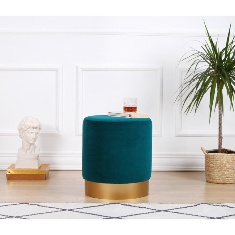 Aisah 40Cm Wide Round Pouffe Ottoman, Teal
