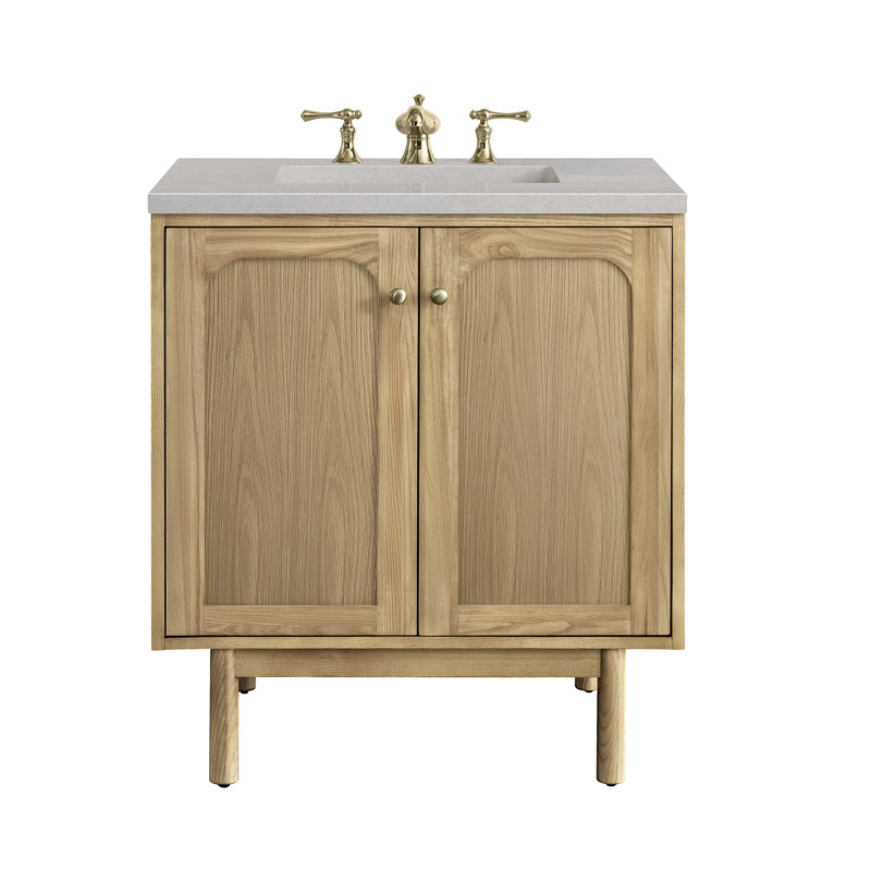 Laurent 30'' W Single Vanity, White Zeus, 8" Widespread, Light Natural Oak