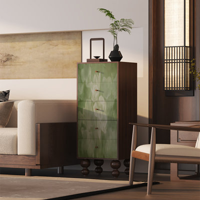 Elegant Ash Wood Five Drawer Cabinet
