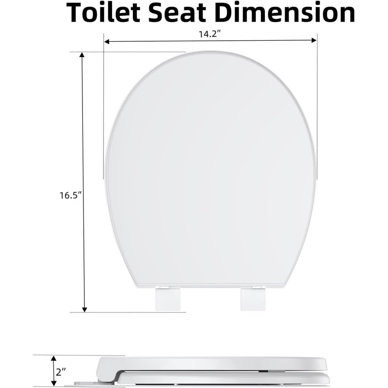 Toilet Seat,Round Toilet Seat With Quiet-Close, Quick-Attach Hardware With Grip-Tight Bumpers