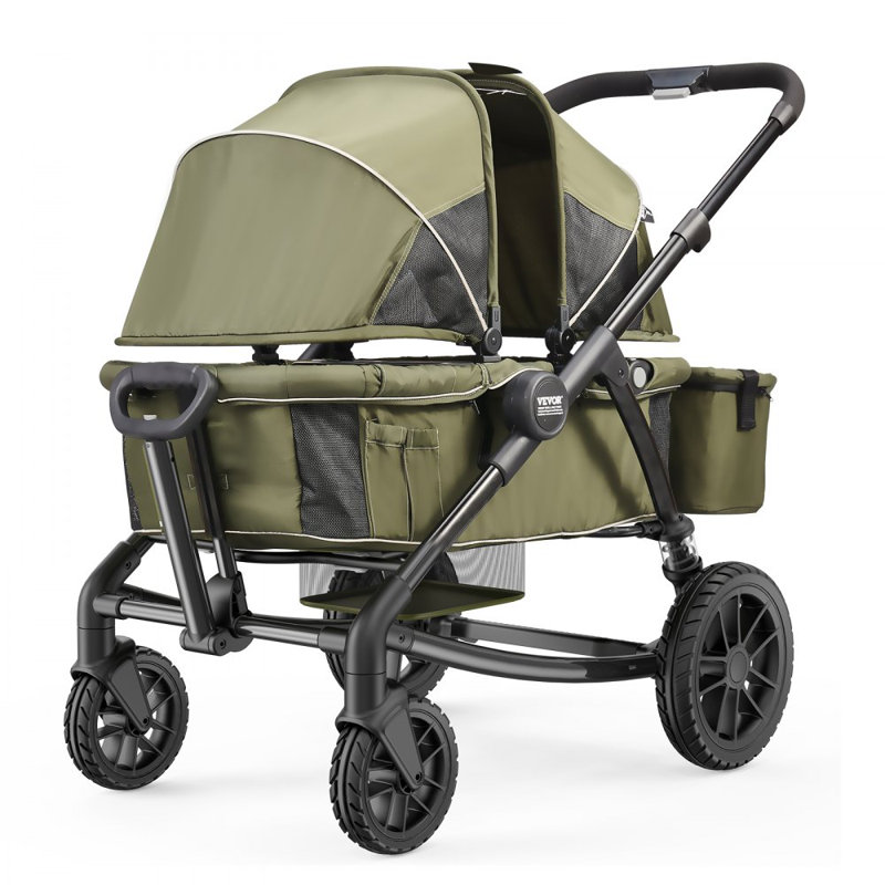 VEVOR Foldable Multi-Child Stroller with Storage, Green