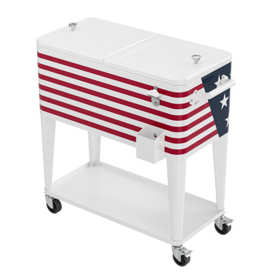 Winado 80 pte Chariot pour l'extérieur avec bandes rouges et blanches