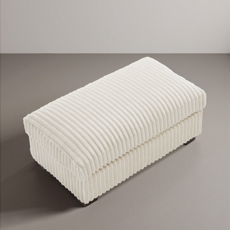 40.15cm Wide Rectangle Solid Colour Footstool Ottoman, White