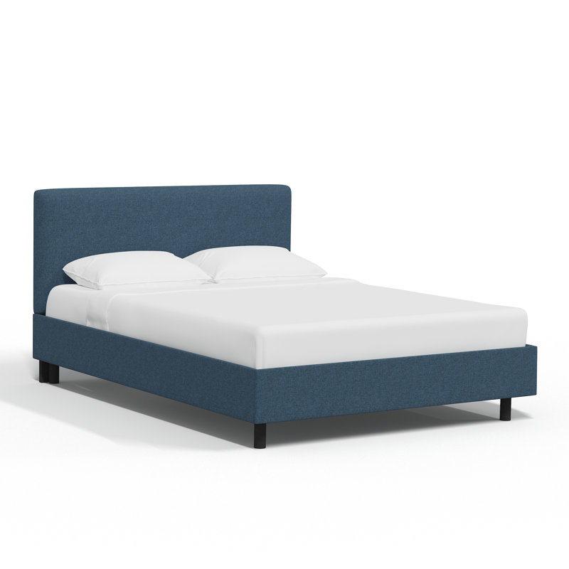 Eisley Upholstered Platform Bed, Twin, Zuma Navy Textured Linen