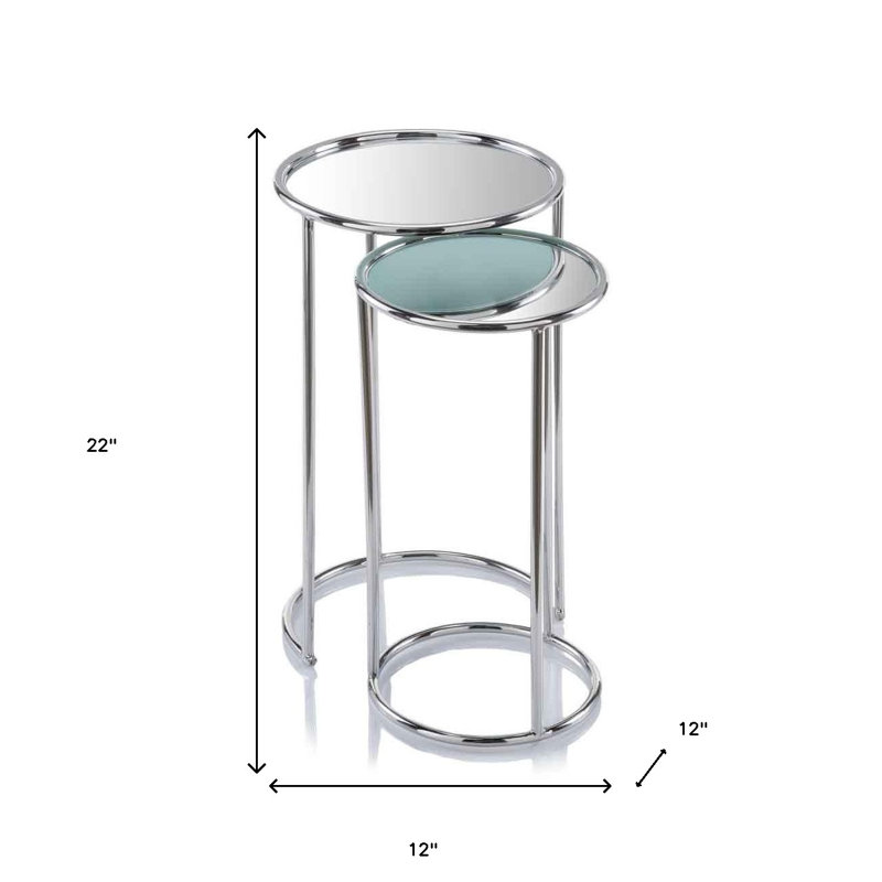 Schenectady 22" Silver Aluminum Round Mirrored End Table