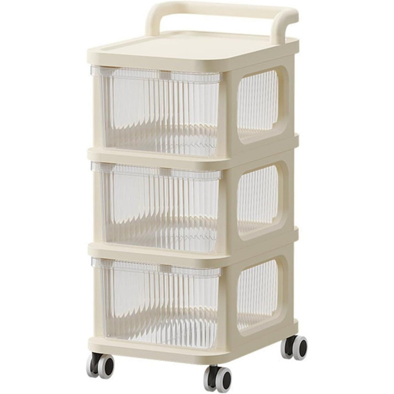 Stefans 3 Tier Storage Drawer Organiser with Wheels Storage Rack Storage Box Shelf Plastic Cupboard