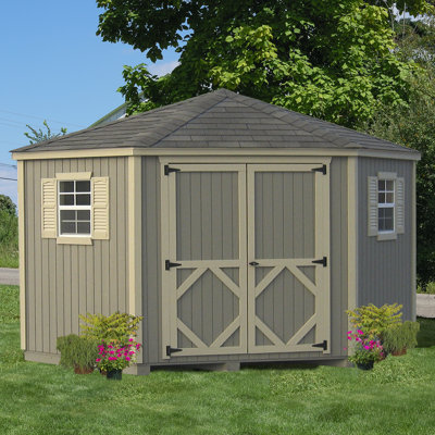 10' W x 10' D Classic 5 Corner Shed -  Little Cottage Co., 10x10 5-SCS-WPNK