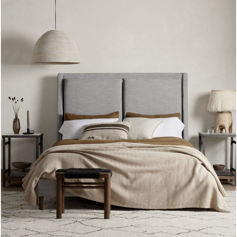 Potter Upholstered Wingback Bed, King, Manor Gray