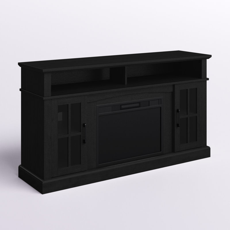 Meuble télé avec foyer pour téléviseur de 65 po ou moins Akper, Noir