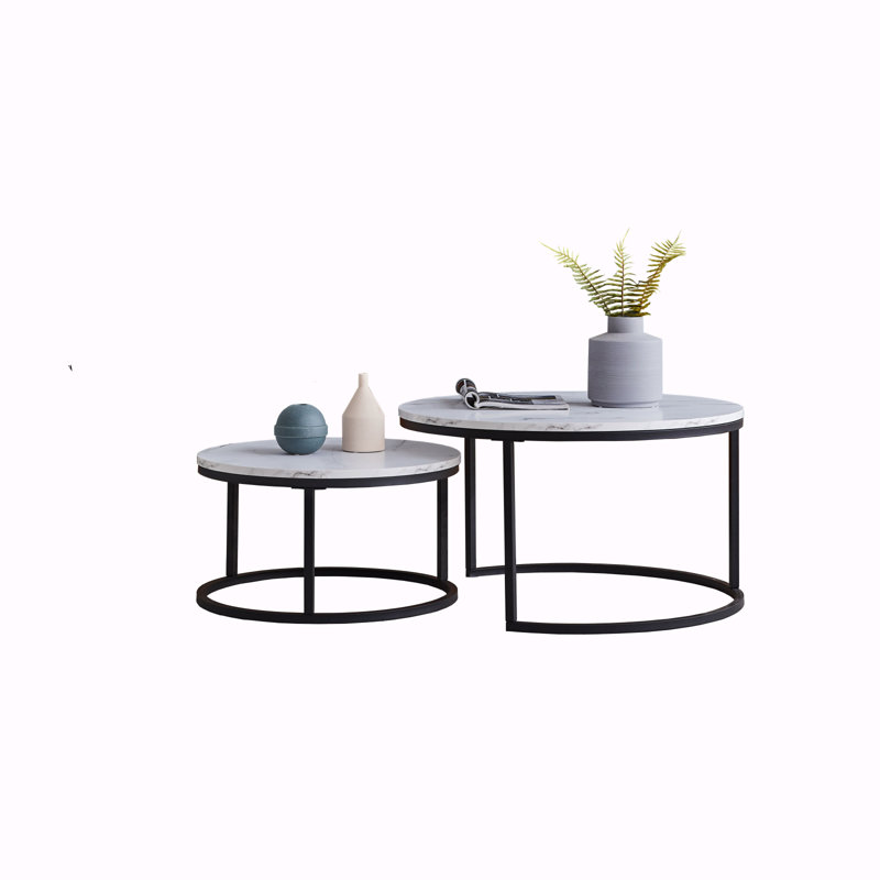 Coffee Table, Black, 45cm H x 80cm L x 80cm W, White