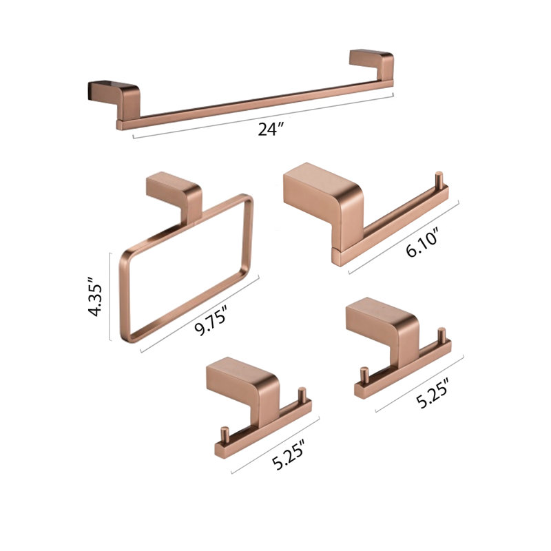 5 - Piece Bathroom Hardware Set, Rose Gold
