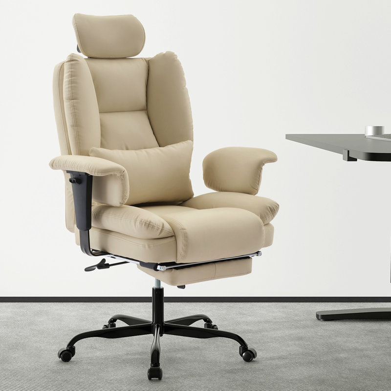 Chaise de bureau ergonomique en similicuir de 200 kg avec support lombaire et dossier haut, chaise de bureau ergonomique avec appui-tête relevable