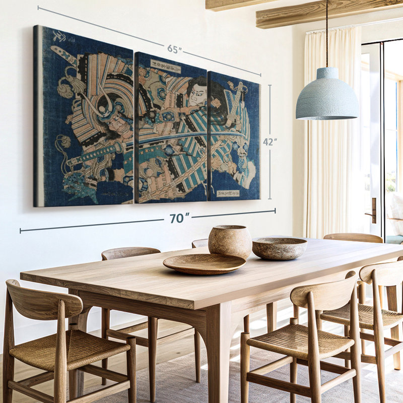 " Hokusai Kamakura " 3 - Pieces, 42" H x 65" W x 1.25" D