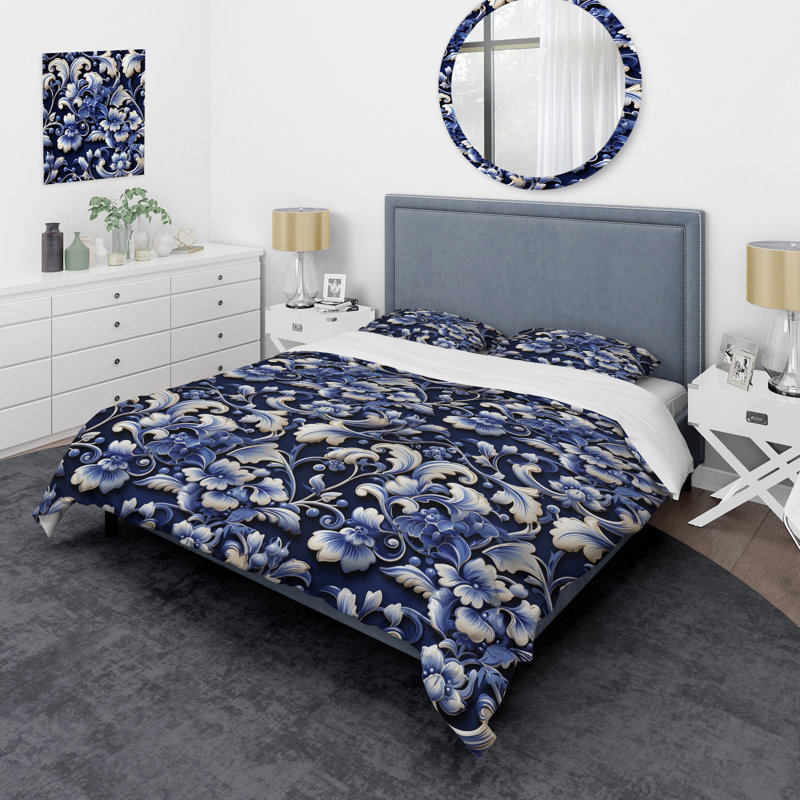 Ensemble de housse de couette bleu Victorian Neo Gothic Victorian, Housse de couette pour très grand lit et 2 très